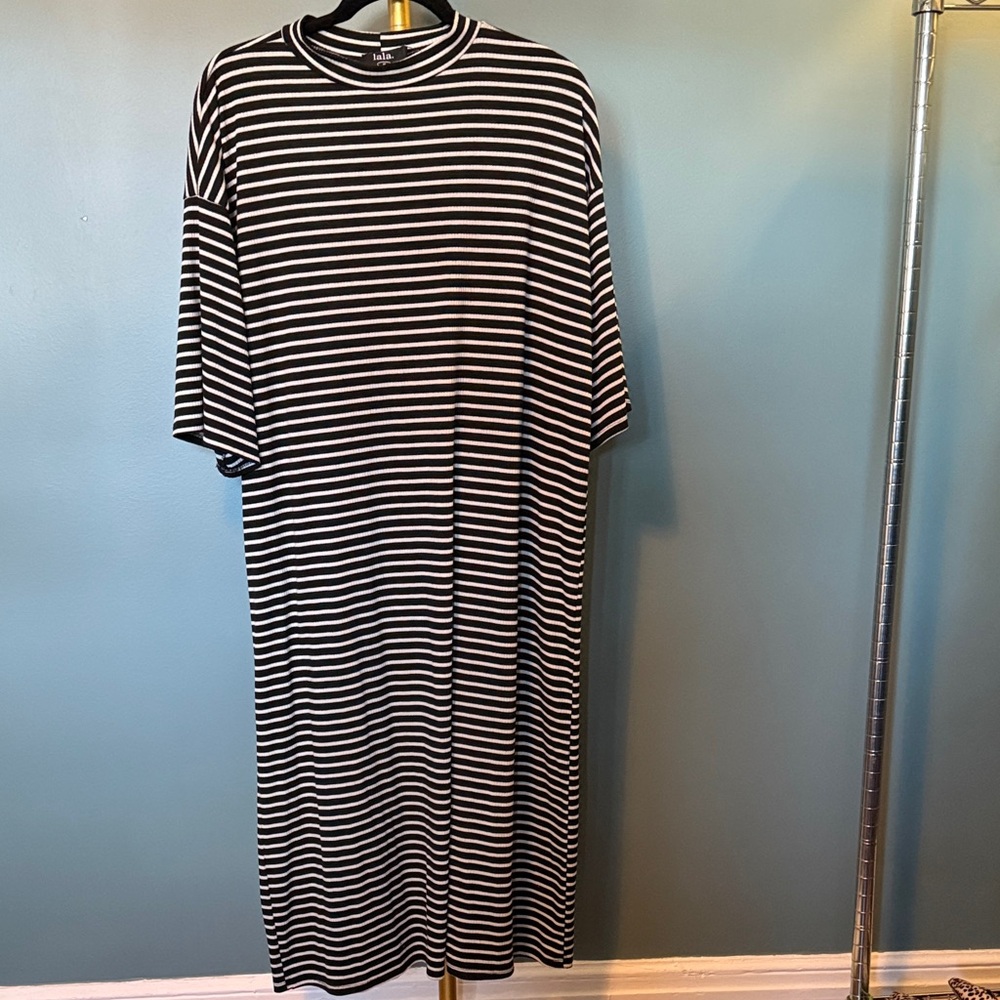 Dressed in LALA Black and White Striped Dress